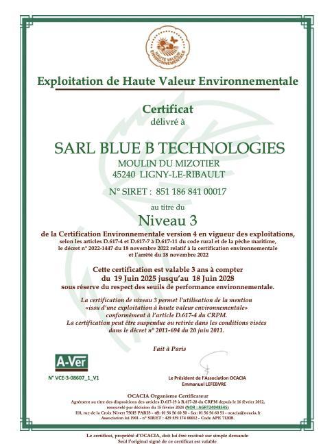 Certification HVE Myrtille de Sologne