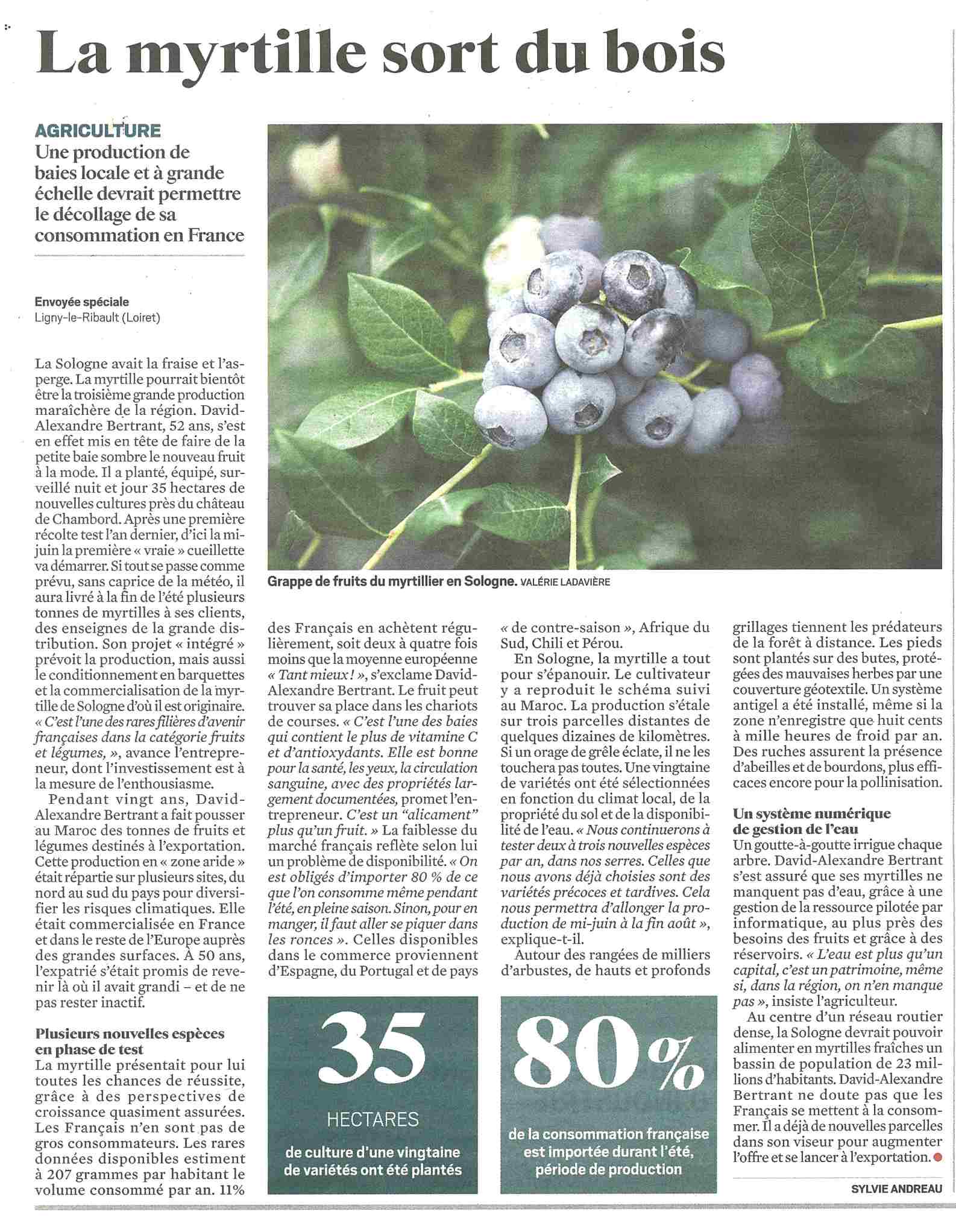 On parle de Myrtille de Sologne dans la presse !